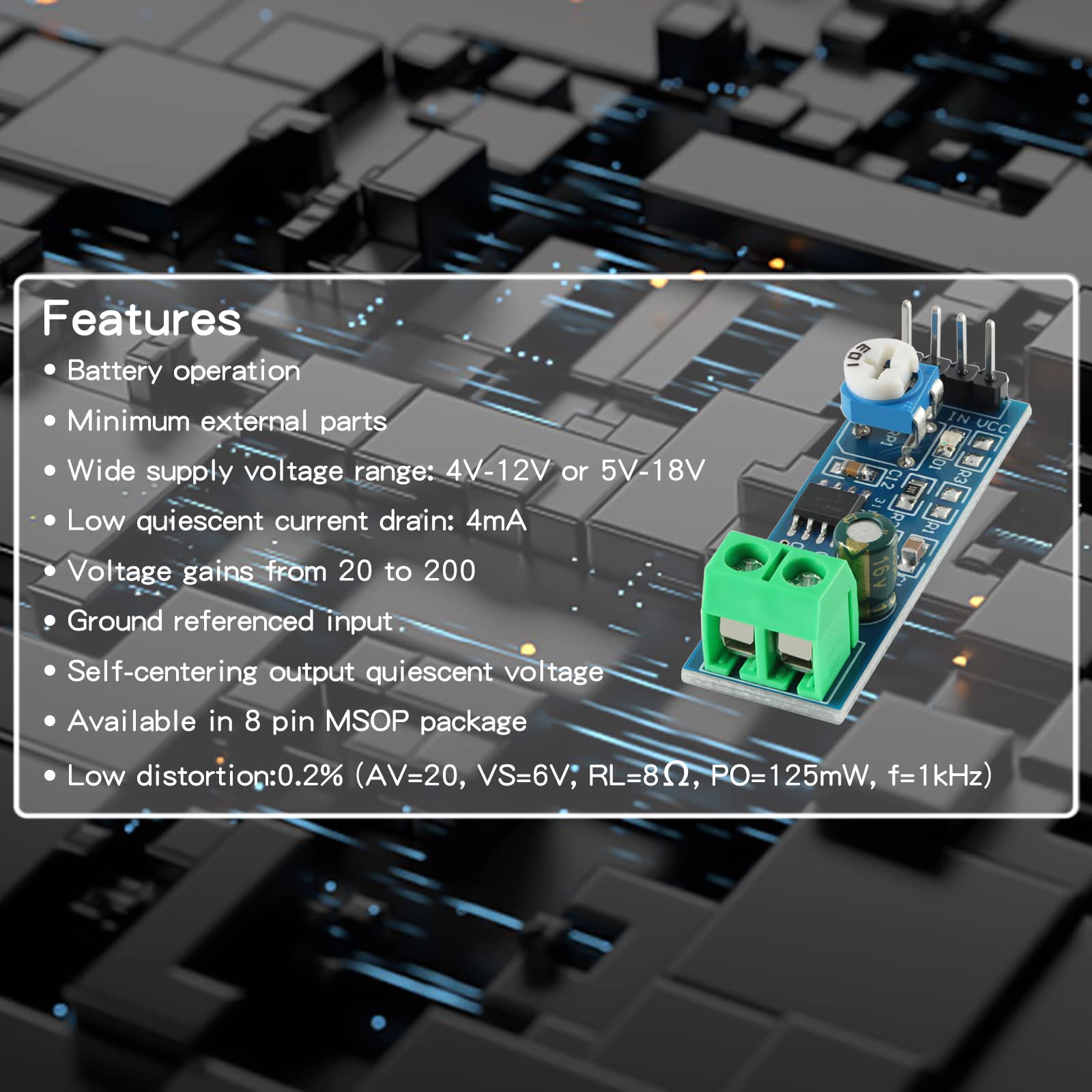 Amazon.com: 5pcs LM386 Mono Audio Amplifier Module 20 Times AMP